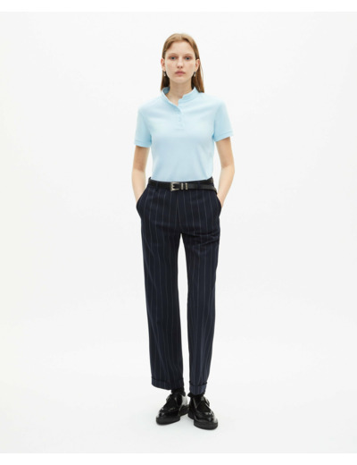 Polo manches courtes broderie poitrine baby blue