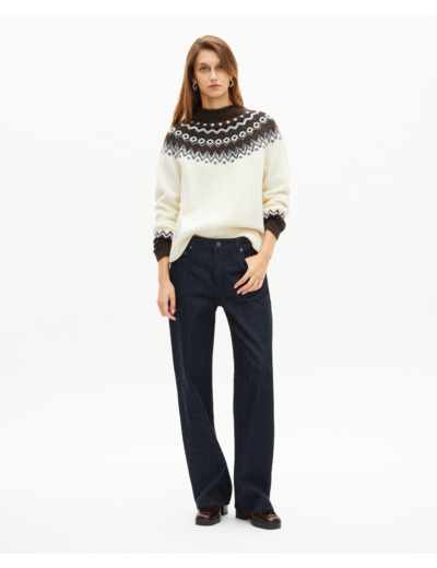 Pull à motif en laine mélangée écru ecru