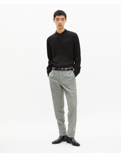 Pantalon de costume ajusté en pied de poule noir et blanc black grey