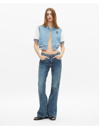 Blouson teddy manches courtes en denim