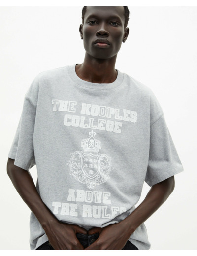 T-shirt manches courtes avec print devant anthracite melange