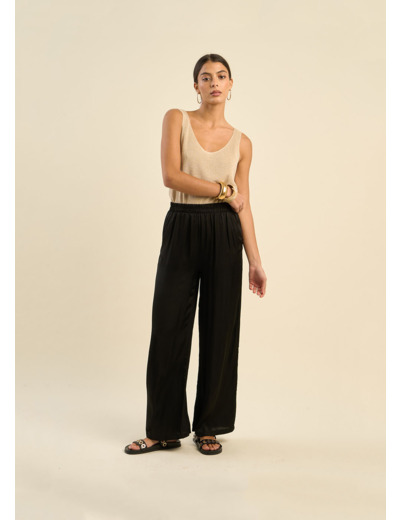 Pantalon large en satin