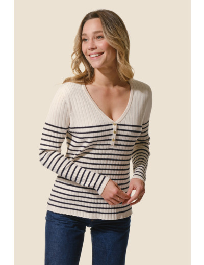 Pull femme VISCOSE côtelée Flavie