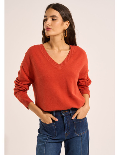 Pull carré col V