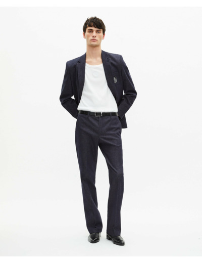 Veste de costume large 2 boutons et broderie navy