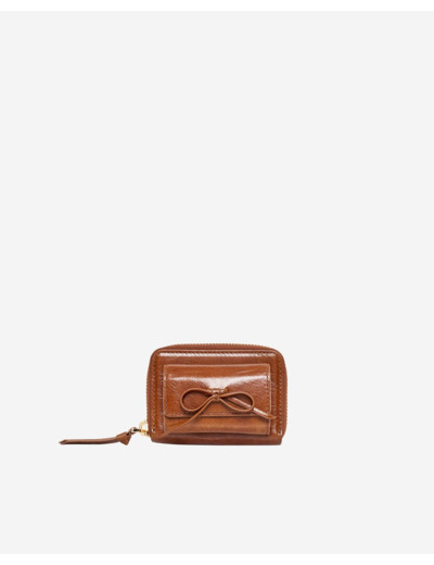 Porte monnaie amelia en cuir marron brown