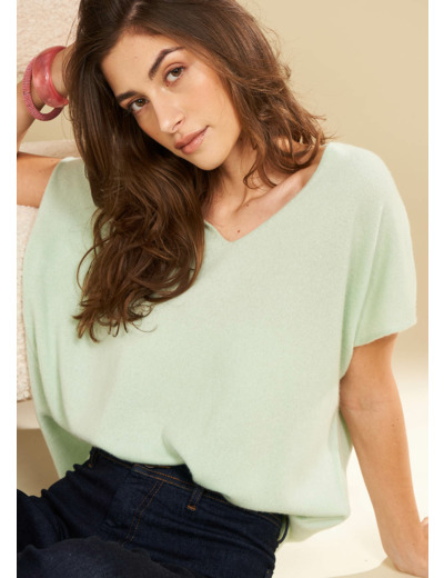 Pull manches courtes en cachemire
