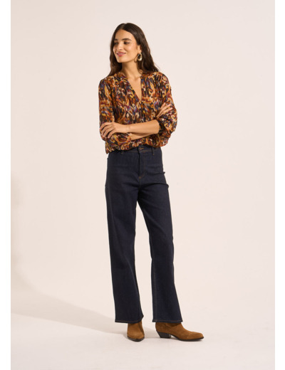 Jean large taille haute sans coutures