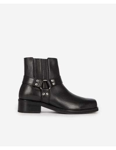 Bottines avec sangles en cuir noir black