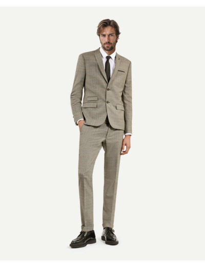 Veste de costume classique 2 boutons et pins beige melange
