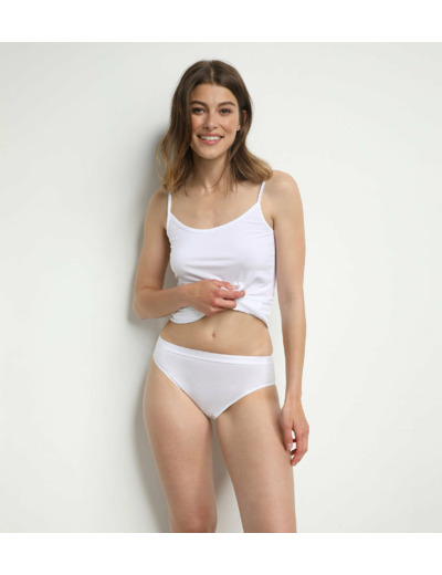 Lot de 2 slips midi blancs Femme Coton Plus Bio