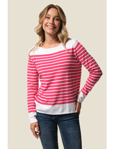 Pull femme rayé col bateau en viscose - Sollange