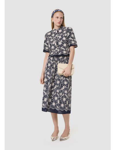 Chemise Calista bleu nuit en broderie anglaise