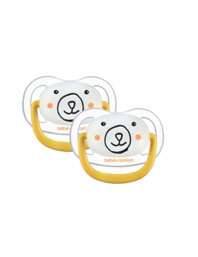 2 Tétines physio phosphorescentes jaune 6/18 m  Jaune