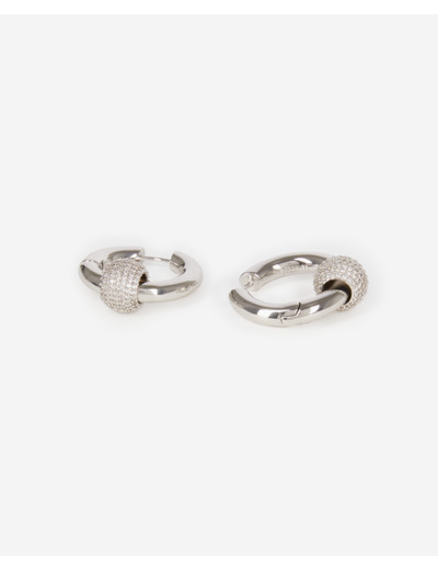 Boucles d'oreilles créole argentée et strass silver