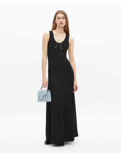 Robe longue sans manches en maille noire black