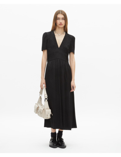 Robe longue en jacquard noire black