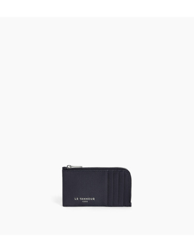 Porte carte large zippé Emile en cuir signature T