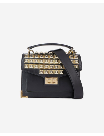 Sac emily small en cuir noir avec spikes black