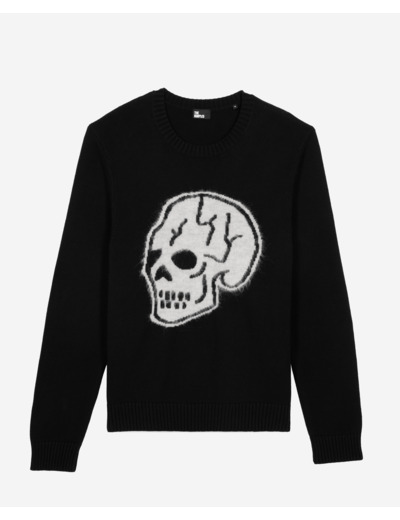 Pull tête de mort noir black-ecru