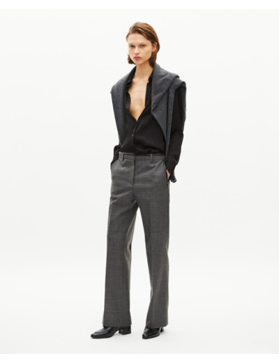 Pantalon tailleur droit en pied de puce noir et gris black