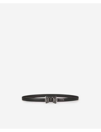 Ceinture fine avec noeud en cuir noire black