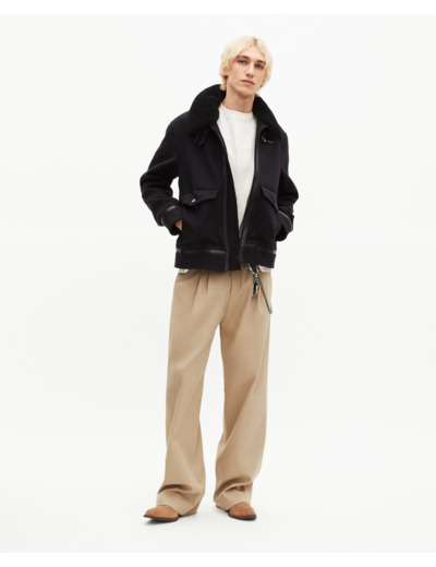 Blouson en laine avec col sherpa marine bleu