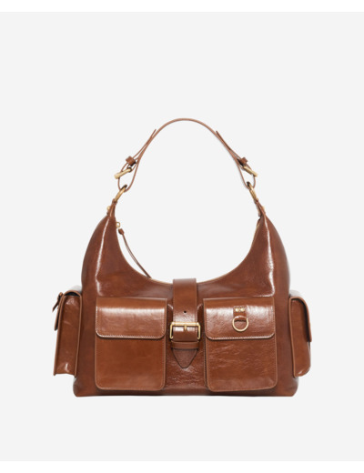 Sac amelia xl en cuir craquelé marron brown