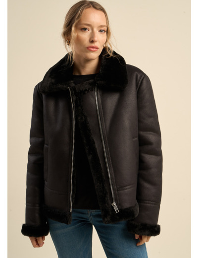 Blouson en fausse peau lainée