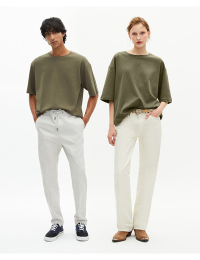 T-shirt mixte large uni kaki kaki