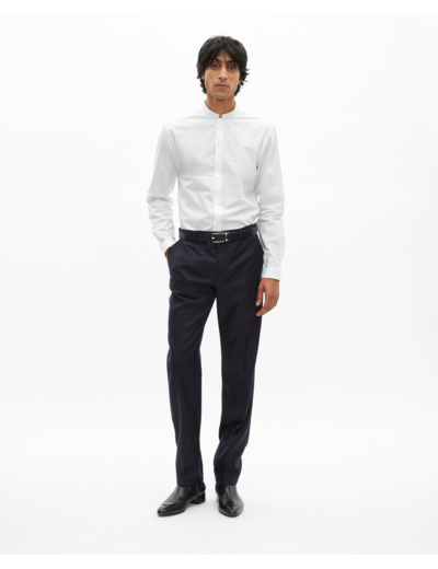 Pantalon de costume ajusté en laine marine bleu