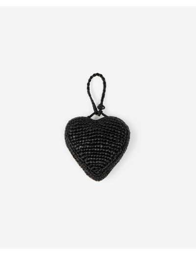 Bijou de sac cœur en raphia noir black