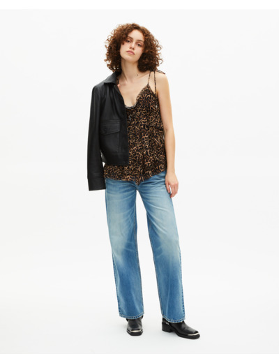 Top à volants imprimé léopard leopard