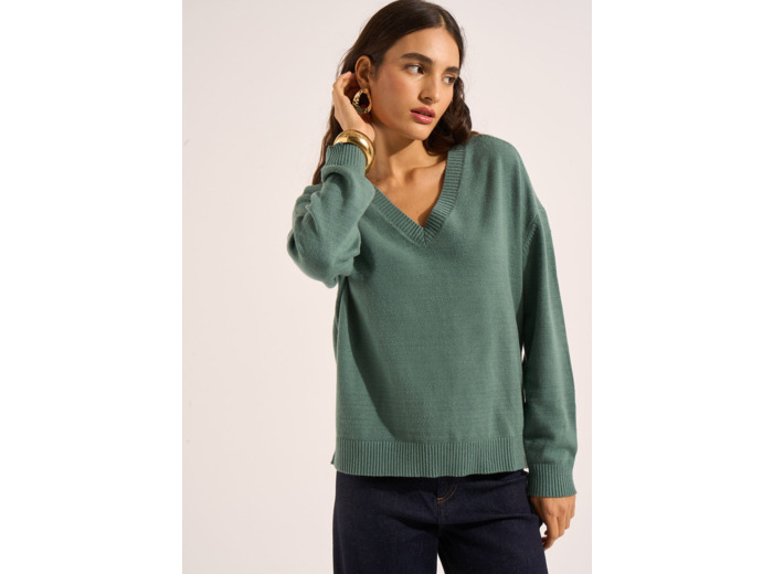 Pull carré col V