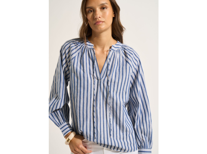 Blouse à rayures brillantes et manches longues amples