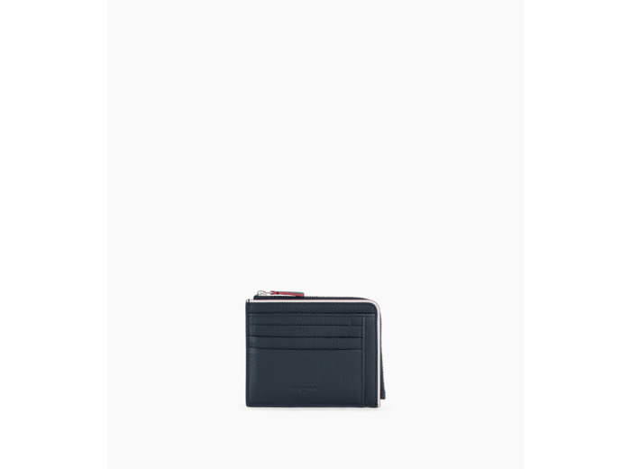 Porte cartes zip en L Augustin en cuir grainé