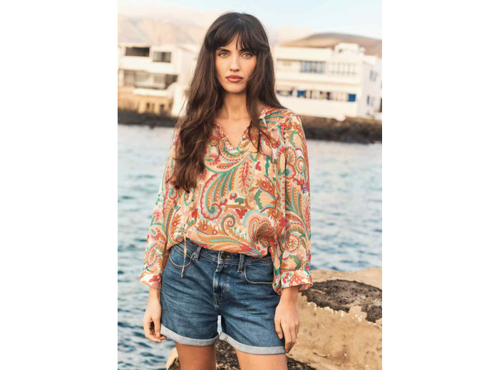 Blouse imprimée à volants