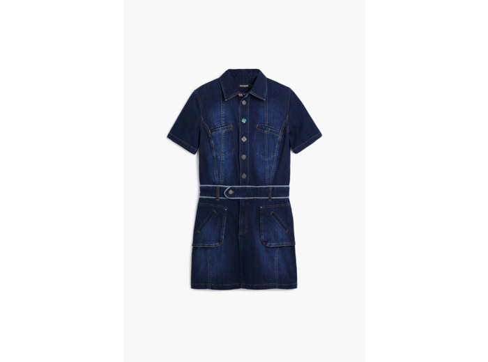 Robe À Manches Courtes En Denim – Femme