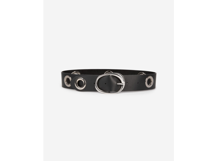 Ceinture en cuir avec oeillets black