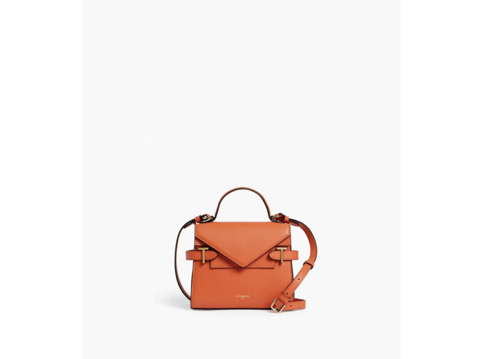 Petit sac à main double rabat Emilie en cuir grainé