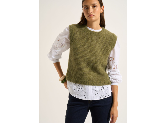 Pull à col rond sans manches