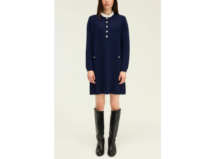 Robe droite à col façon chemisier - LIDIA