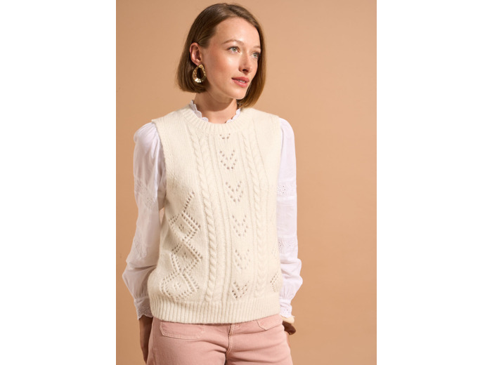 Pull sans manches à col rond et jeu de points