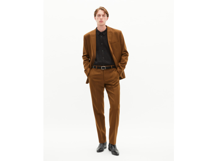 Veste de costume en laine marron tabacco
