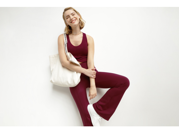 Pantalon de sport évasé pour femme en jersey souple Bordeaux Dim Move