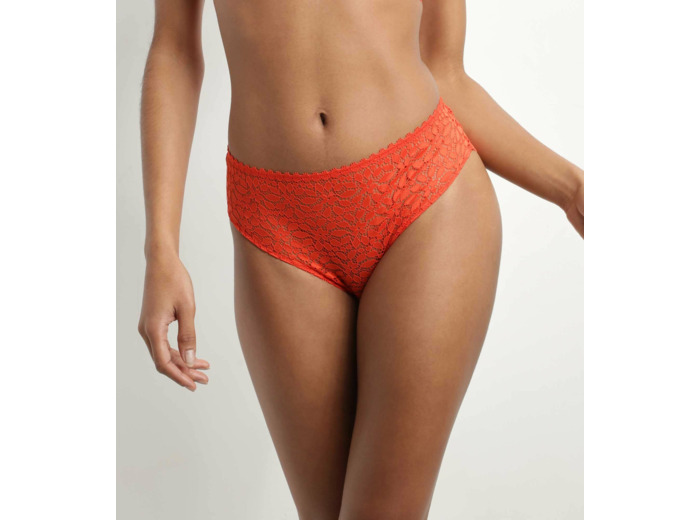 Culotte en dentelle florale ajourée Rouge Feu Daily Dentelle