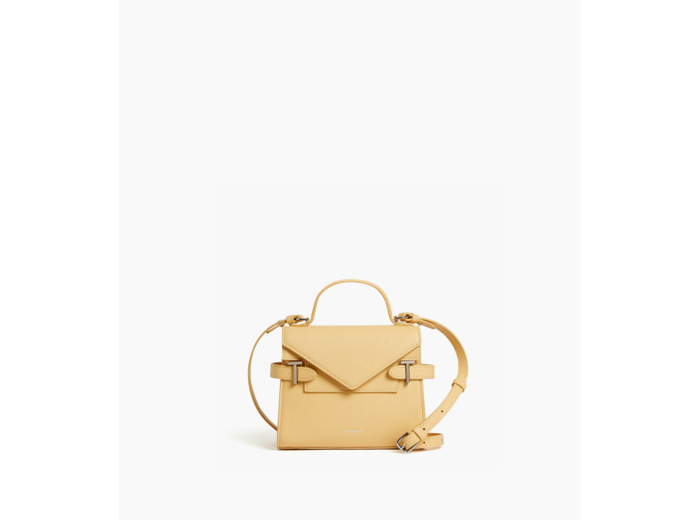 Petit sac à main double rabat Emilie en cuir grainé