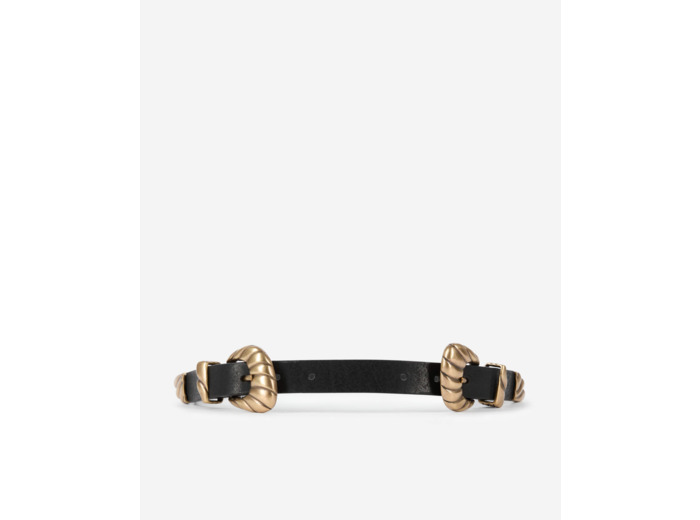 Ceinture Fine À Double Boucle En Cuir Noir black