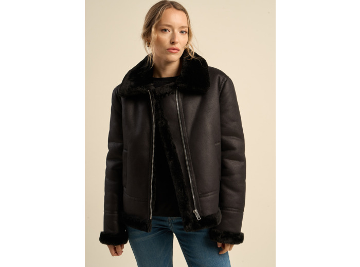 Blouson en fausse peau lainée