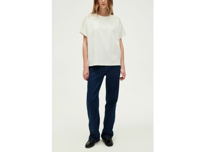 T-shirt large en coton et broderies - GRACIEL